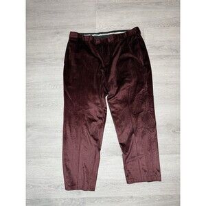 Silver Silk Men’s Burgundy Herringbone 3-Piece Suit Jacket, Vest, 44x30 Pants
